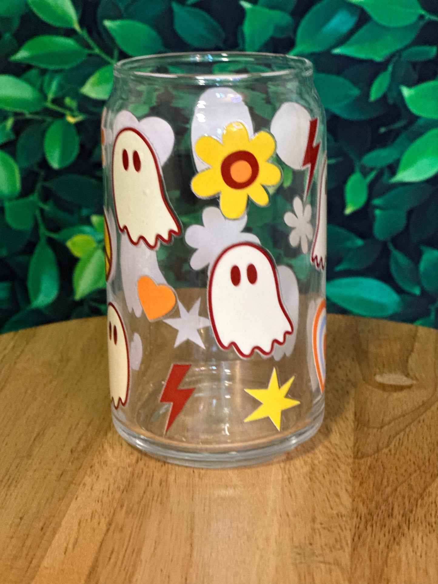 Retro ghosts glass cup