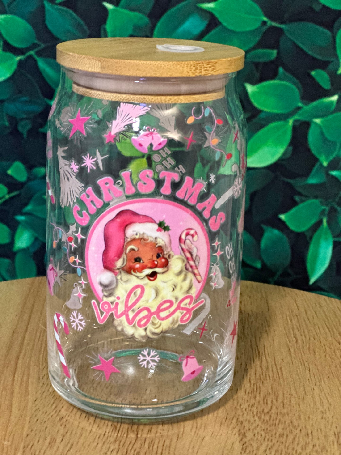 Christmas Vibes glass cup