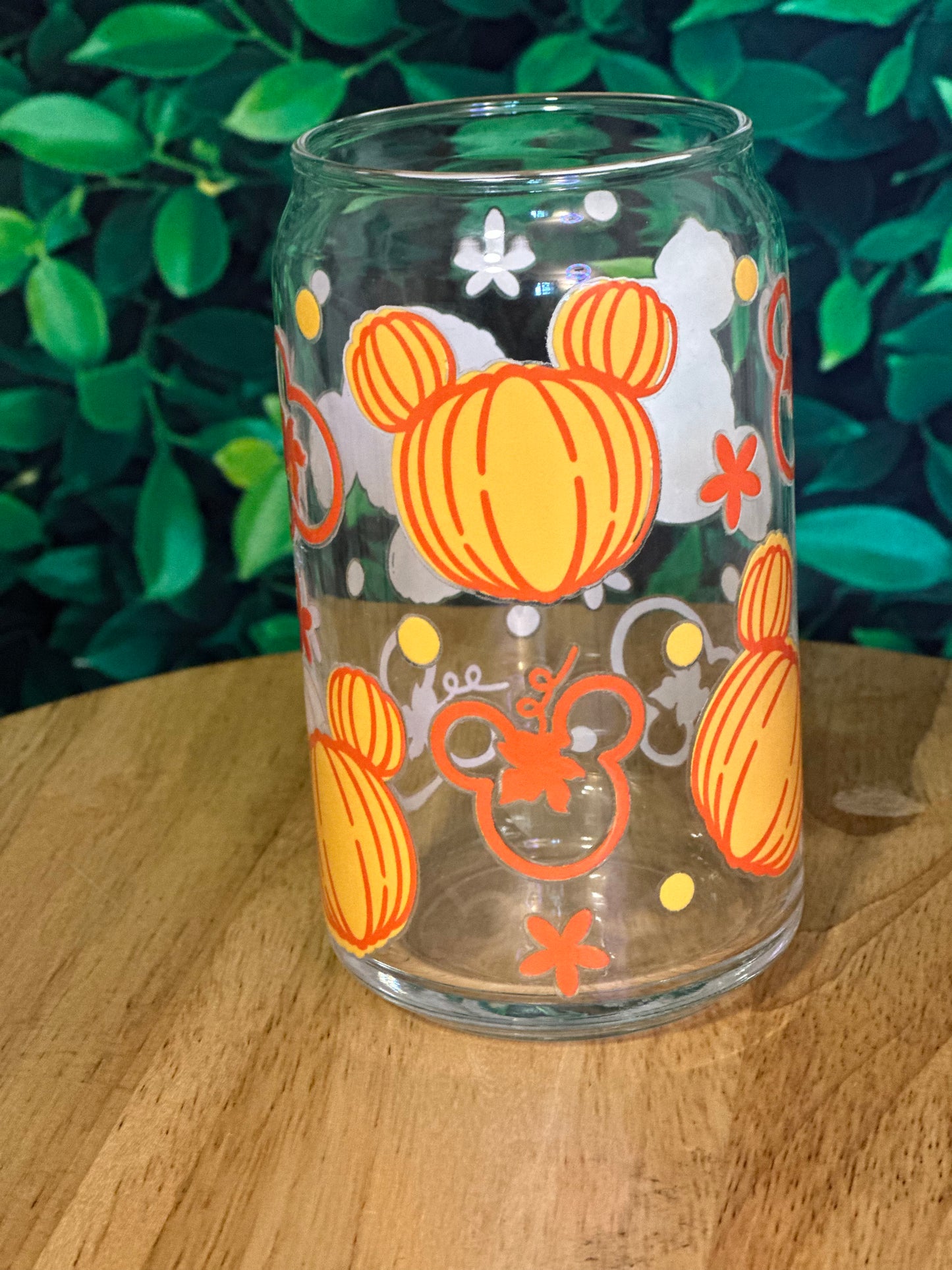 Mouse ear pumpkins glass cup