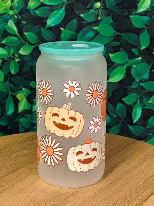 Pastel Pumpkins glass cup