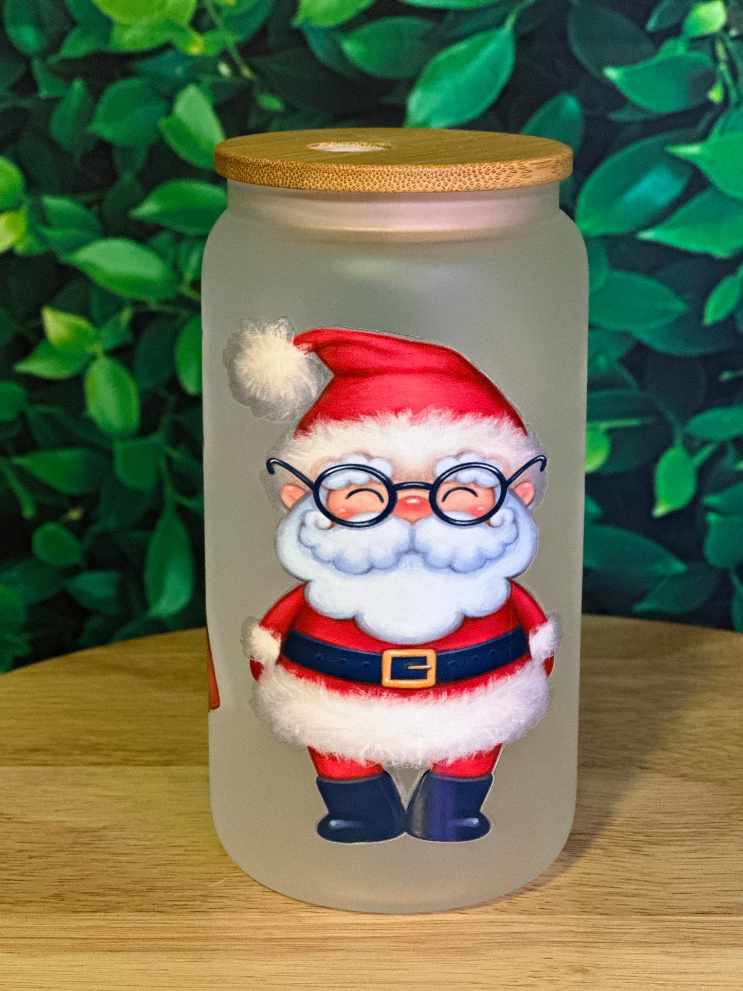 Mr. & Mrs. Claus 16oz frosted glass cup