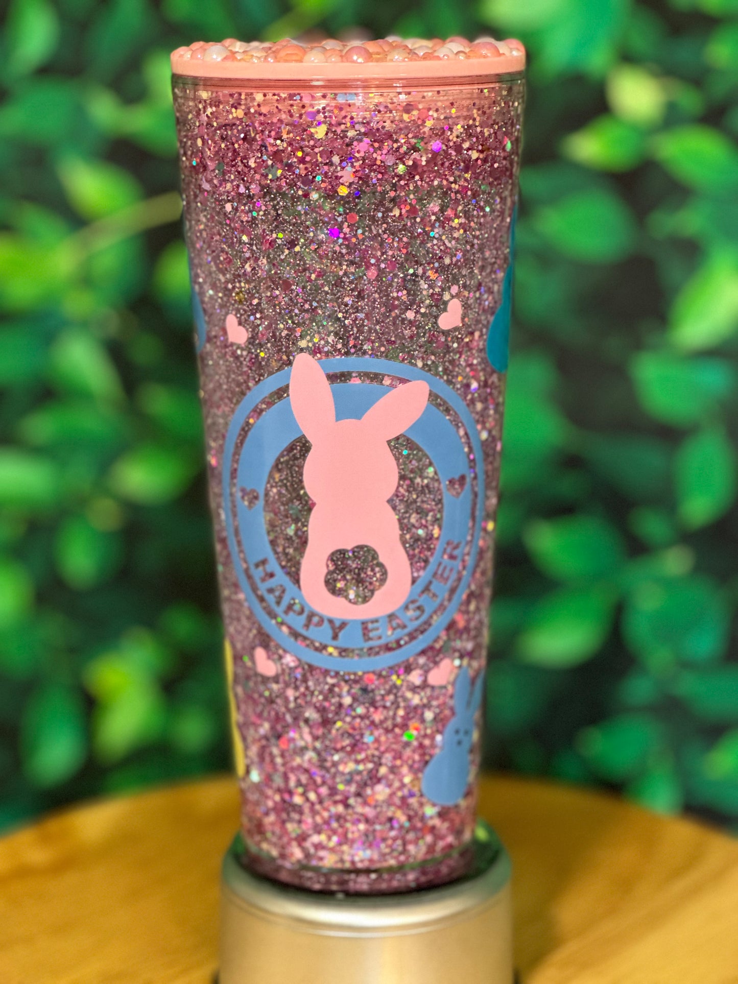 Easter 24oz snowglobe tumbler with rhinestone lid