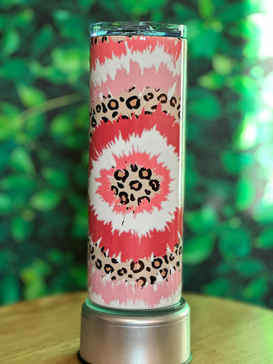 Pink and Cheetah Tie Dye 20oz Sublimation tumbler